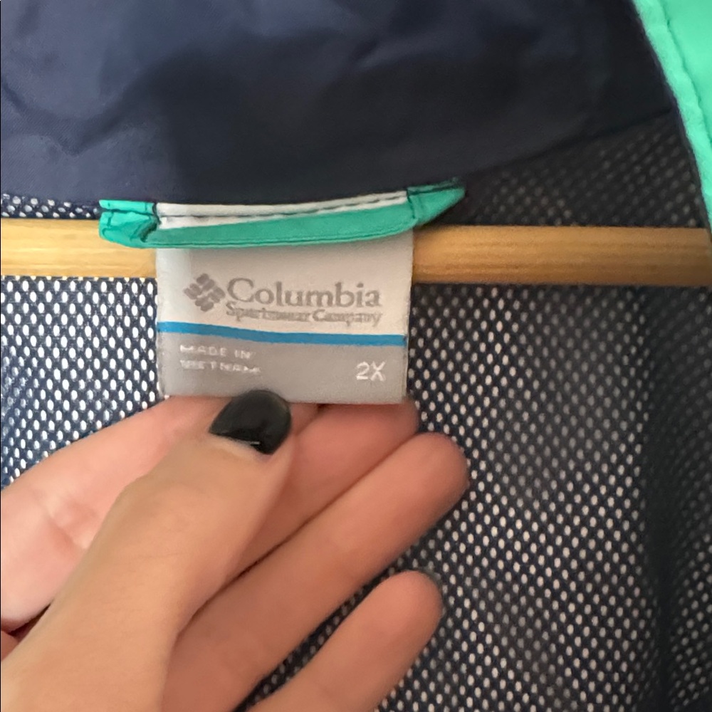 Columbia Teal and Navy Windbreaker 2X - Picture 3 of 5